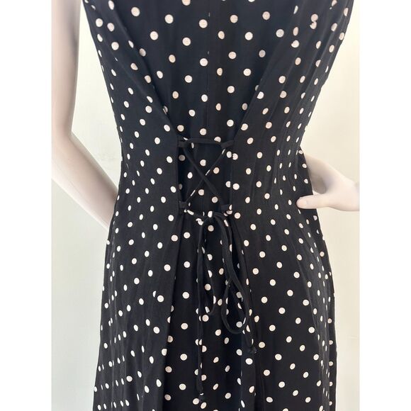 My Michelle Vintage 90s Y2k Black Polka Dot Sleeveless A Line Mini Dress size 8P - Picture 5 of 6